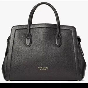 New Kate Spade Knott Pebble Leather Large Satchel Leather Black